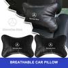 Car Seat Headrest Auto Logo Neck Pillow Car Accessories For Mercedes Benz W205 W177 W212 W213 W221 W220 W176 ML G63 E63 GT AMG