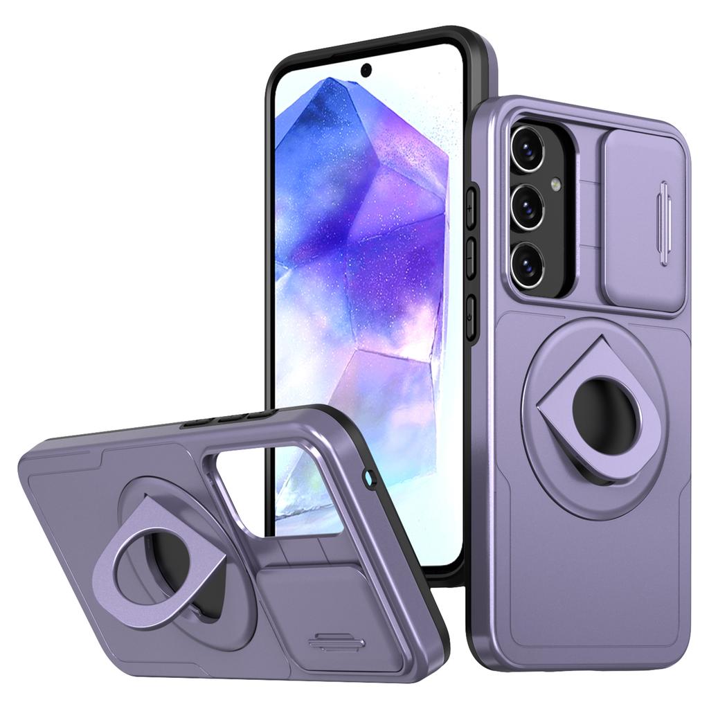Чехол для Samsung Galaxy A55 5G с магнитной подставкой, TPU+PC, чехол для телефона со сдвижной крышкой для камеры