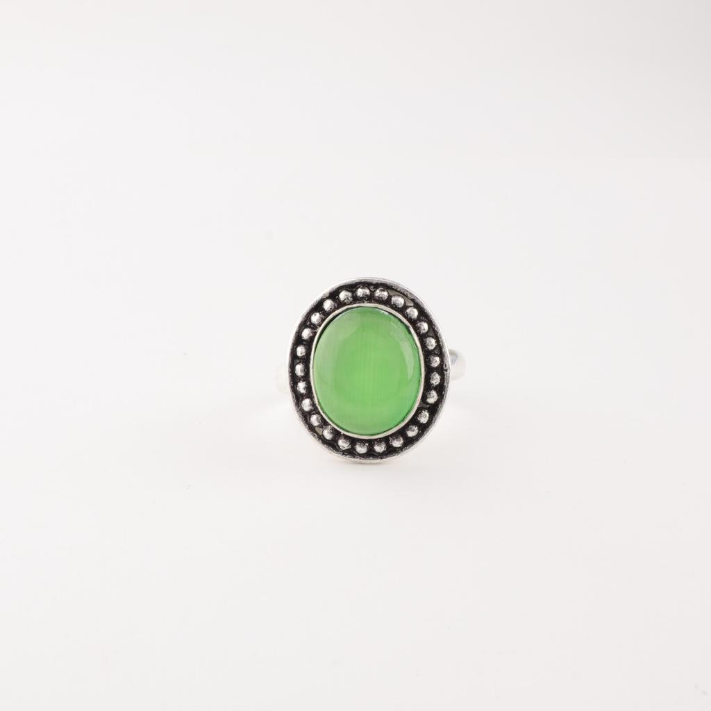 Green Cat's Eye Gemstone 925 Sterling Silver Jewelry Handmade Bridesmaid Ring RR-62-44