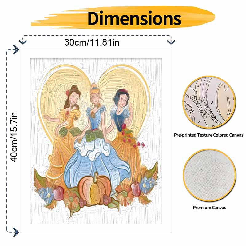 Disney Princesses DIY Oil Painting Kits Hand Painting Home Decor Craft Gift Ideas Wall Art Canvas Picture Painting By Numbers Set Artworks