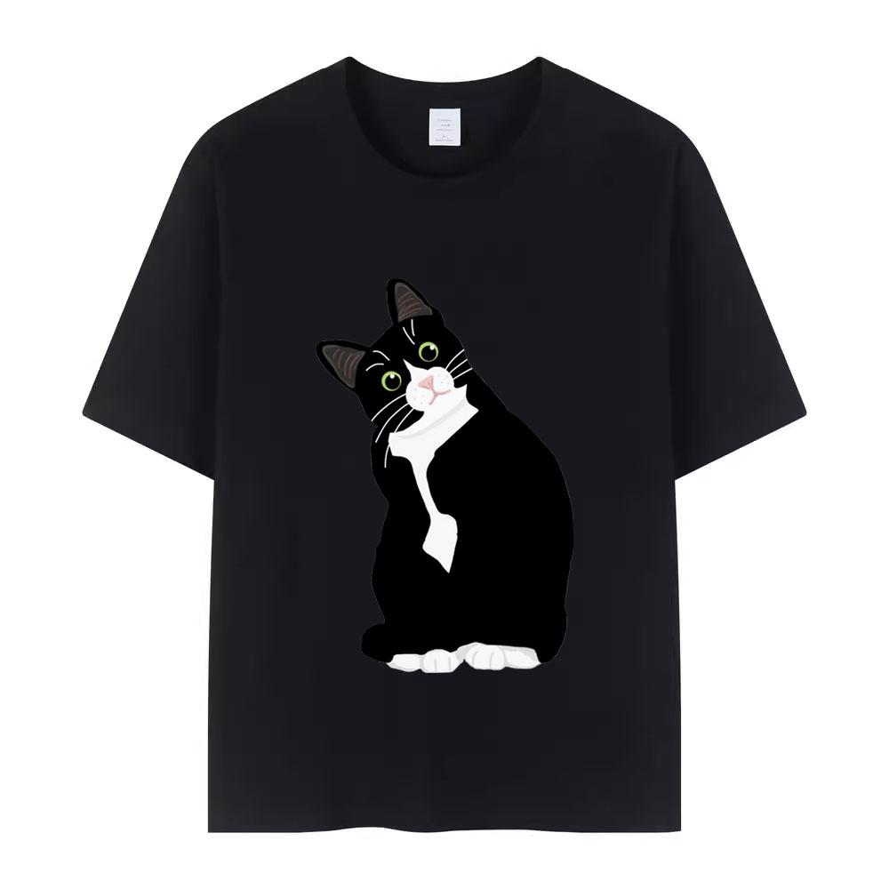 Cute Funny Tuxedo Cat Printing T Shirt Summer Tshirts Women Harajuku Fashion Style Tshirt Streetwear Women Clothing Graphic