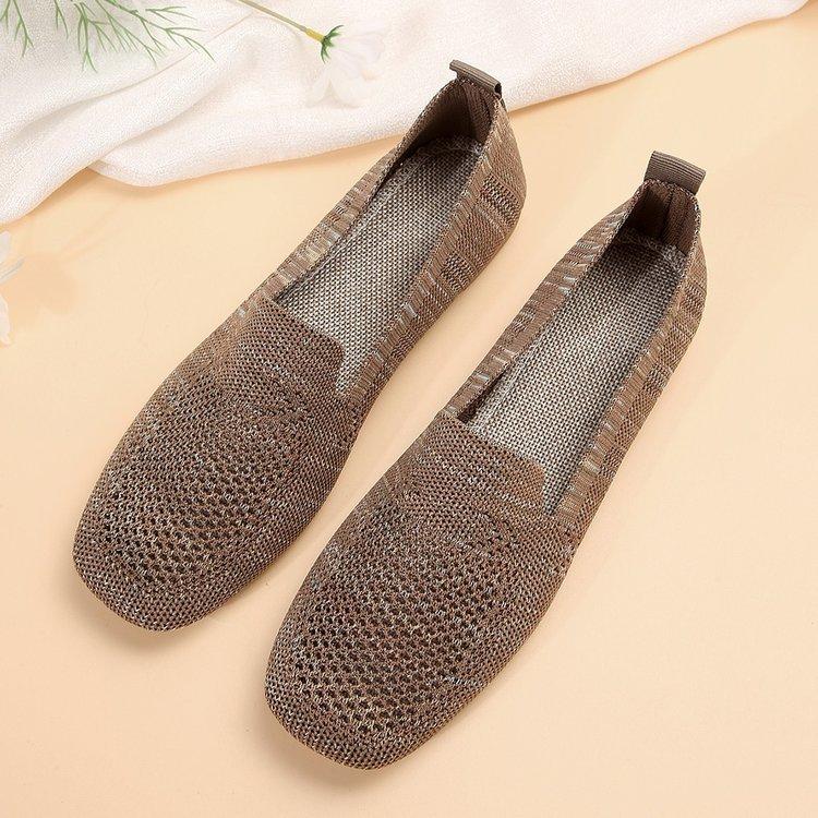 Большие размеры Lazy One Foot Stirrup Casual Shoes, квадратный носок, плоская подошва, ажурное переплетение, однотонные туфли