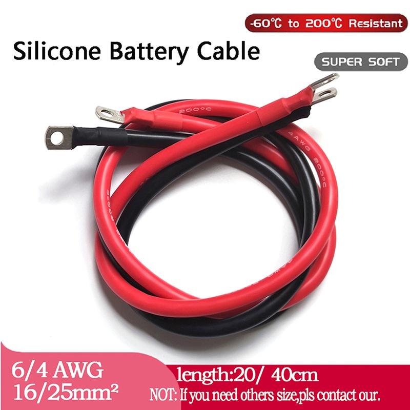 6/4 AWG, 16/25 мм, 2 кабеля для подключения аккумулятора, медный провод с наконечниками для ИБП, инвертор, серия батарей, параллельное подключение