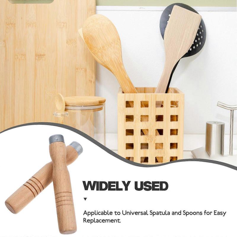2Pcs Wooden Pan Handle Replacement, Beech Wood Handles for Kitchen, Heat-Resistant Non-Slip Grip for Frying Pans & Saucepans
