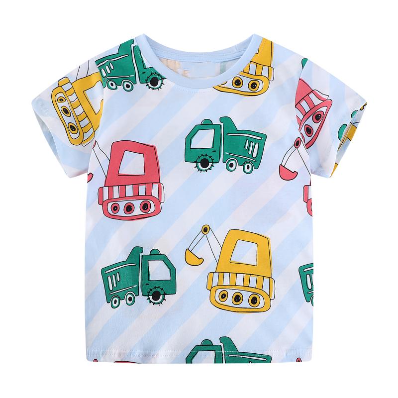 Little maven 2026 New Summer Kids Clothes Korean Children's Clothes Children's Clothing T-shirts Cartoon Excavators Baby Boys