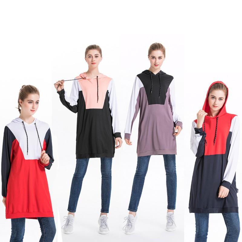 Womens Modest Hooded Sweatshirt Winter Exercise Casual Wear Milk Silk Blend Plus Size M-XXXL