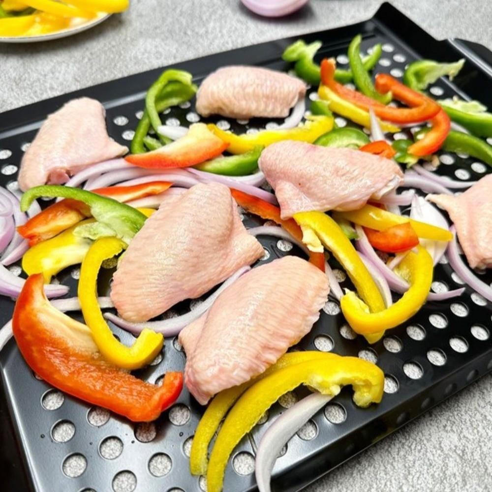 Heat Resistant Barbecue Grill Pan Non-Stick Coated Roasting Fish Plate Grill Basket Picnic