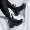 British Style Mens Casual Platform Boots Lace-up Genuine Leather Shoes Party Nightclub Dress Cowboy Boot High Motorcycle Botas