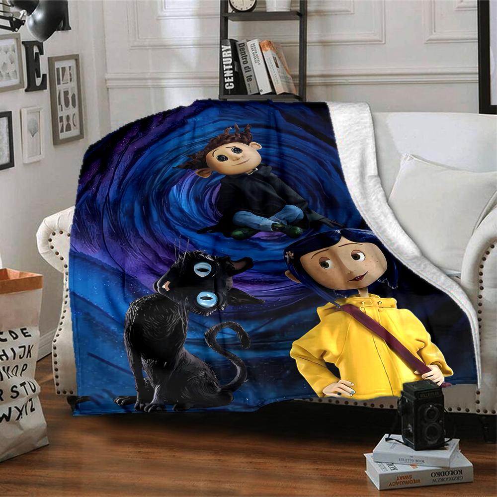1pc Coraline Blanket, Gift, for Men and Women, Soft Blanket, Good for Sofa Bed Couch Travel, Lightweight Flannel Blanket