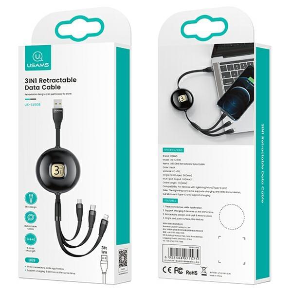 USAMS Cable U69 3in1 1m blue/blue(lightning/microUSB/USB-C) SJ508USB02 (US-SJ508)