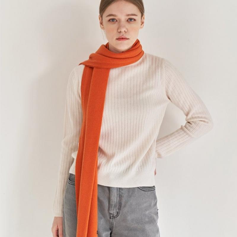 Dal Cashmere Premium Cashmere 100 Knit Muffler Orange