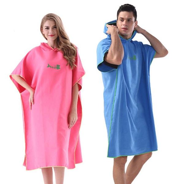 Новый пляжный быстросохнущий халат унисекс для взрослых, солнцезащитный и ветрозащитный халат, плащ с капюшоном, пляжное полотенце