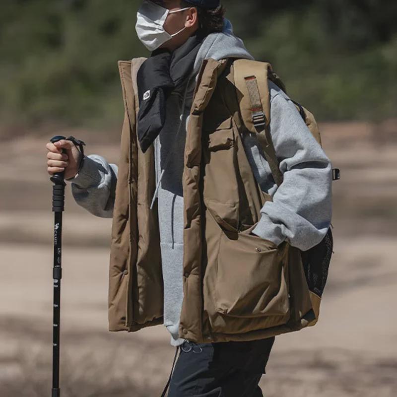 Унисекс японский ретро стеганый зимний рабочий жилет