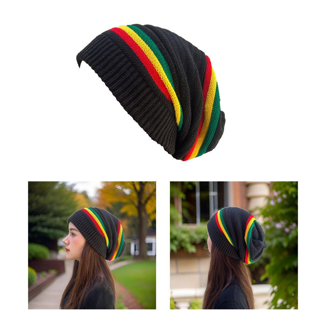 Stripe Colorful Decoration Hat Hiphop Unisex Knitted Hat Comfortable Warmth Hat for Fashionable Winter Wear