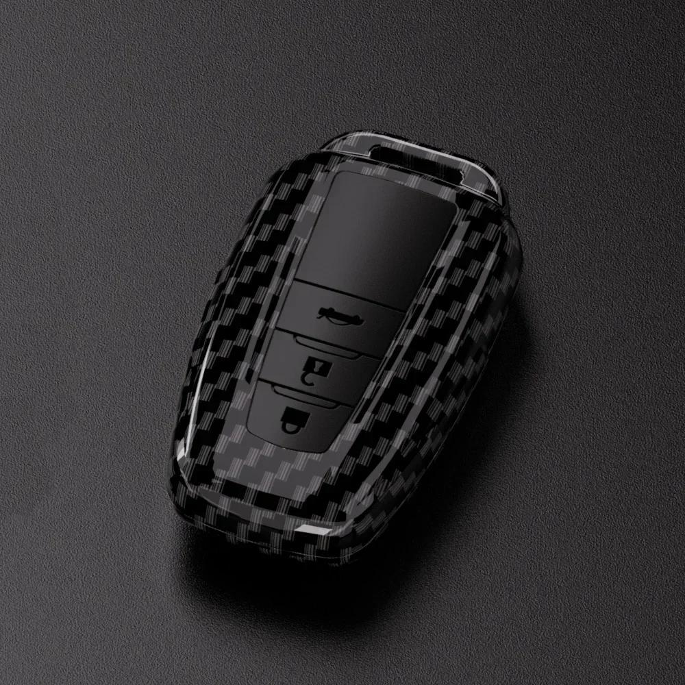 ABS Carbon Fiber Car Key Case Cover For Toyota Prius Camry Corolla CHR C-HR RAV4 Land Cruiser Prado Protector Shell Accessories
