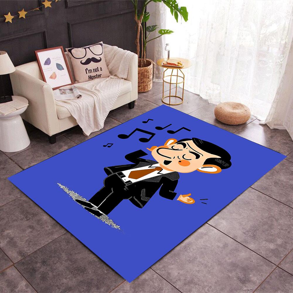 Mr. Bean's Adventure Themed Anti-Slip Rugs - Polyester Home Decor, Suitable for Bedrooms, Living Rooms, Doorways, Studios, and Decorations