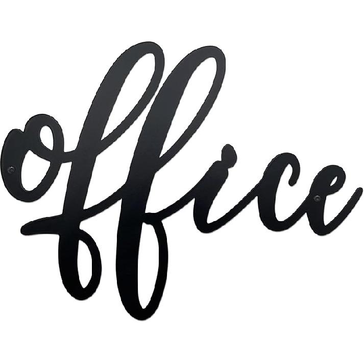 Металлическая табличка на дверь офиса для дома и бизнеса – Художественное настенное украшение с современным шрифтом | Черные офисные таблички для стен, 9" x 7"