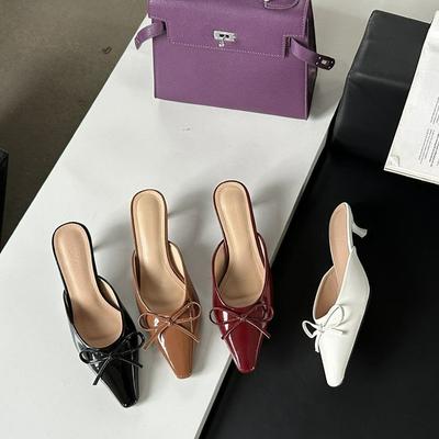 2025 Женские тапочки Модные туфли на тонком высоком каблуке с острым носком Женские уличные шлепанцы для вечеринки стриптизерш Zapatos De Mujer 356