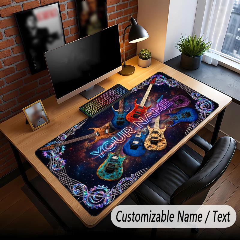 Music Guitar Theme Custom Mouse Pad Personalized With Name Text Customized Desk Mat For Office Home Decor