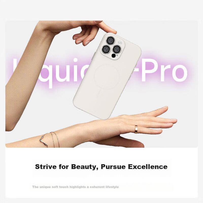With Built-In Lens ProtectorMagnetic Charging Case for IPhone 16 Pro, Full Protection Cover with Camera Buttons, Shockproof Liquid Silicone Feel