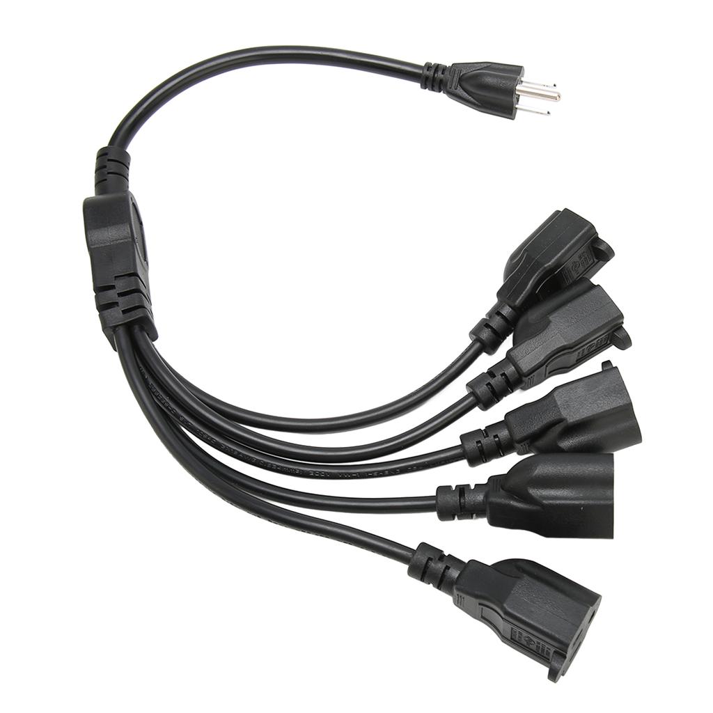 3 Prong 1 To 5 Outlet Power Cord Heavy Duty 16AWG 18AWG 5 Way Power Cord Splitter for Computer LED
