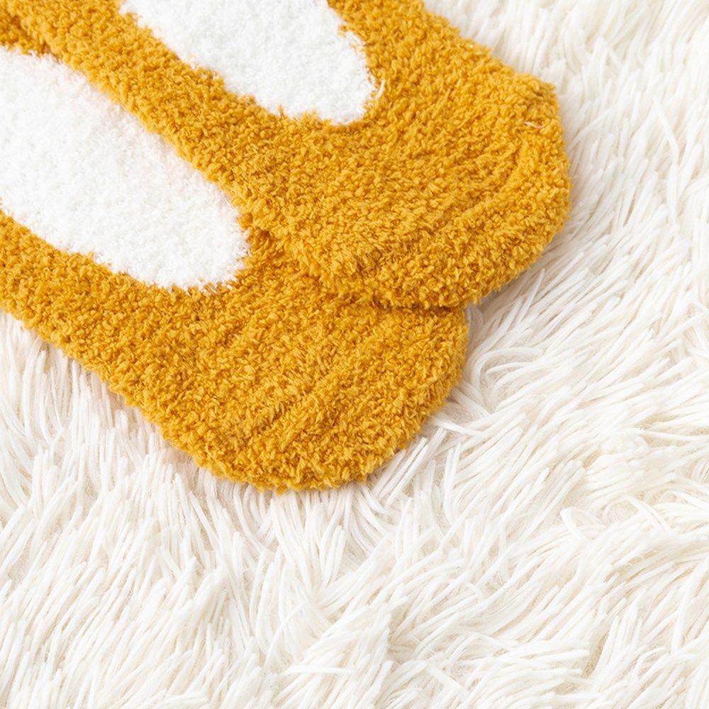 Christmas Gift Girls Plush Sleep Bed Sock Fluffy Soft Cute Bear Thickening Coral Velvet Socks