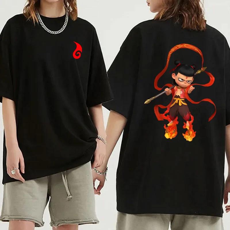 Chinese Anime Ne Zha s Women Men T Shirt Kawaii Top Unisex Casual O-neck Short Sleeve