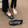 Elegant Women Shoes 2025 Mary Janes Women's Flats Daily Dress Ladies Bow Tie Shallow Buckle Strap Soft Bottom Outdoor Flat Pumps