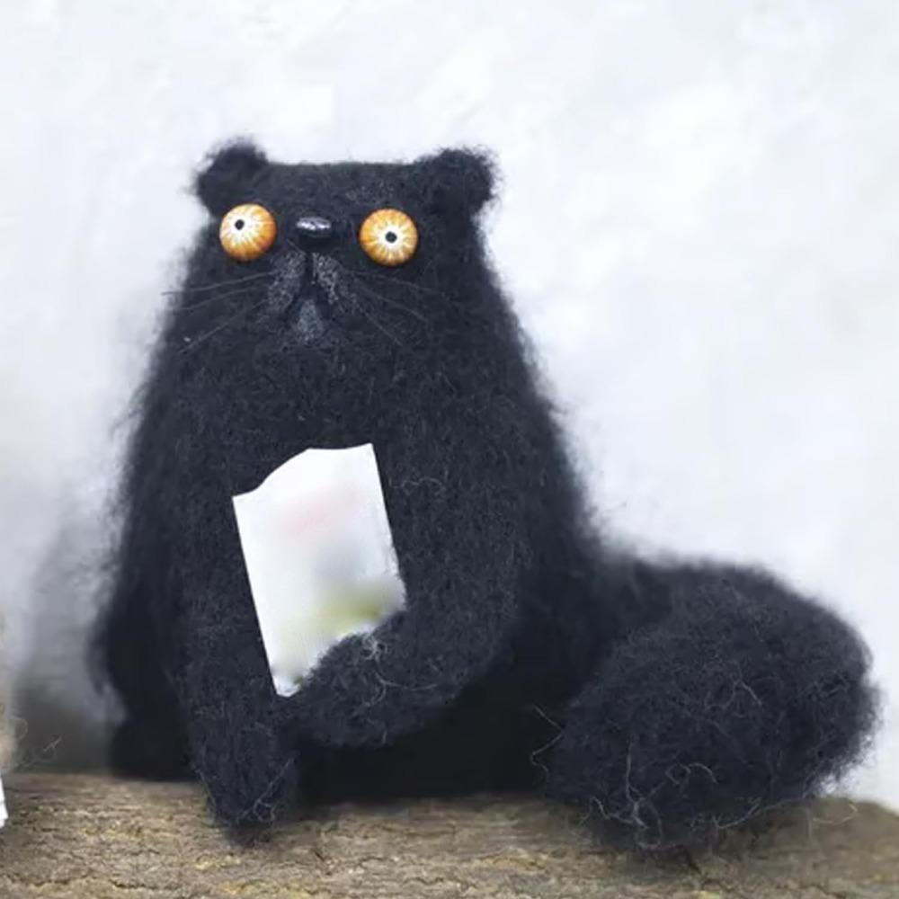 Мультяшные животные из шерстяного войлока, фамильяры, причудливые компаньоны ручной работы, мини-декор с животными с широко раскрытыми глазами, странные и милые валяные компаньоны