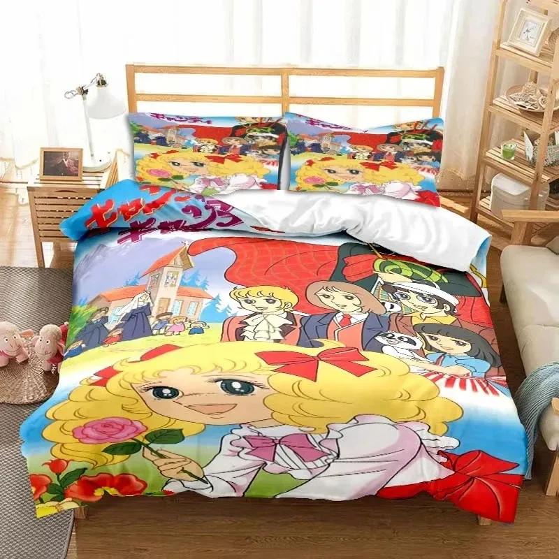 3D Print Manga Candy Cute Cartoon Bedding Set Double Twin King Duvet Cover Comforter Pillowcase Boys Girls Adults Bedroom