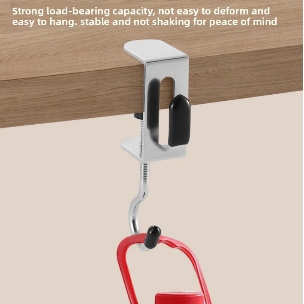 2pcs Detachable Double Hook Adjustable Backpack Hook Portable Desk Edge Hook  Office Desktop Edge