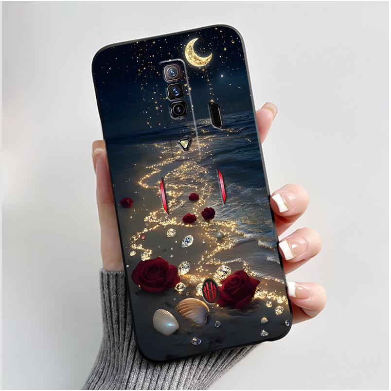 Чехол для Red Magic 7 NX679J Чехол для Nubia Red Magic 7S Задняя крышка Милый Кролик с Сердечками Черный Мягкий ТПУ Чехол для Телефона Оболочка для RedMagic 7 7S