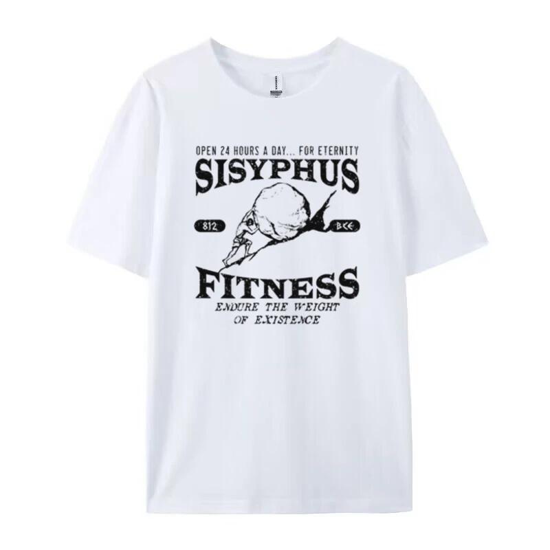 Sisyphus Fitness Funny TShirts Loose Vintage Workout T Shirt Greek Mythology Graphic Tee Personal Training Shirt Unisex Clothes