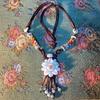 Used Jade flower carved necklace vintage
