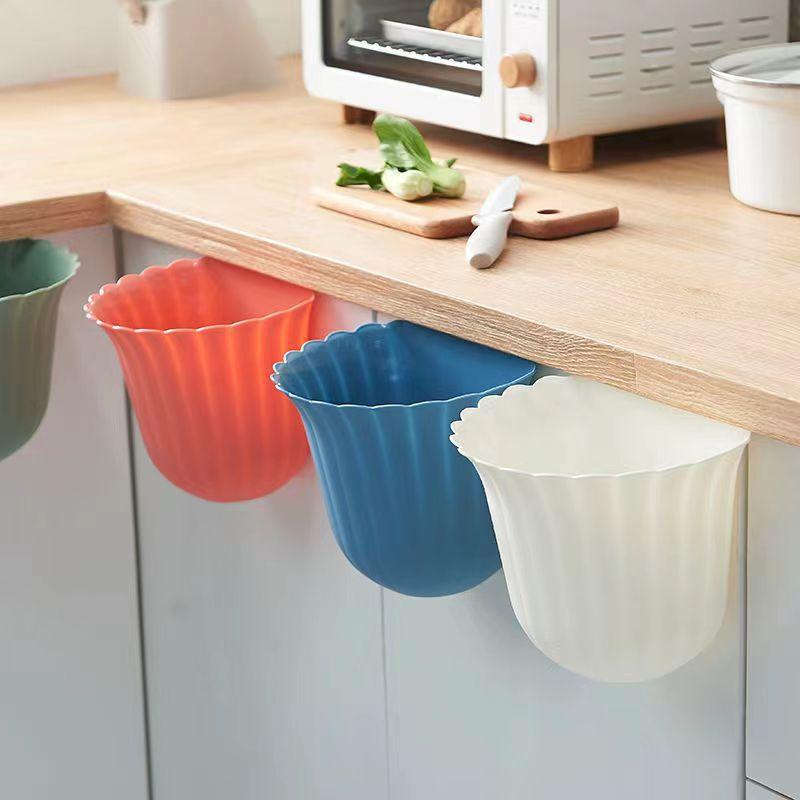 Mini Kitchen Cabinet Door Hanging Garbage Bin Can Desk Trash Storage Container Flower Pots