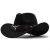 Hat Woolen Jazz Top Hat Bull Head Belt Solid Color Denim Hat