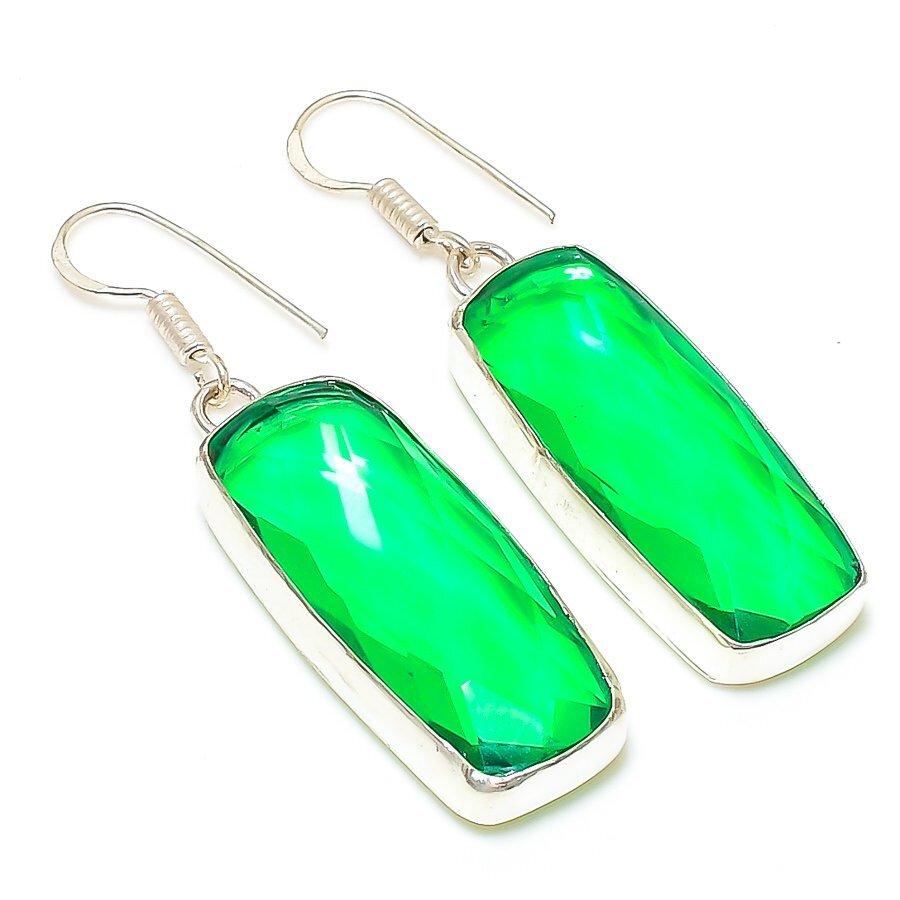 Chrome Diopside Gemstone 925 Silver Jewelry Earring 2.01 "