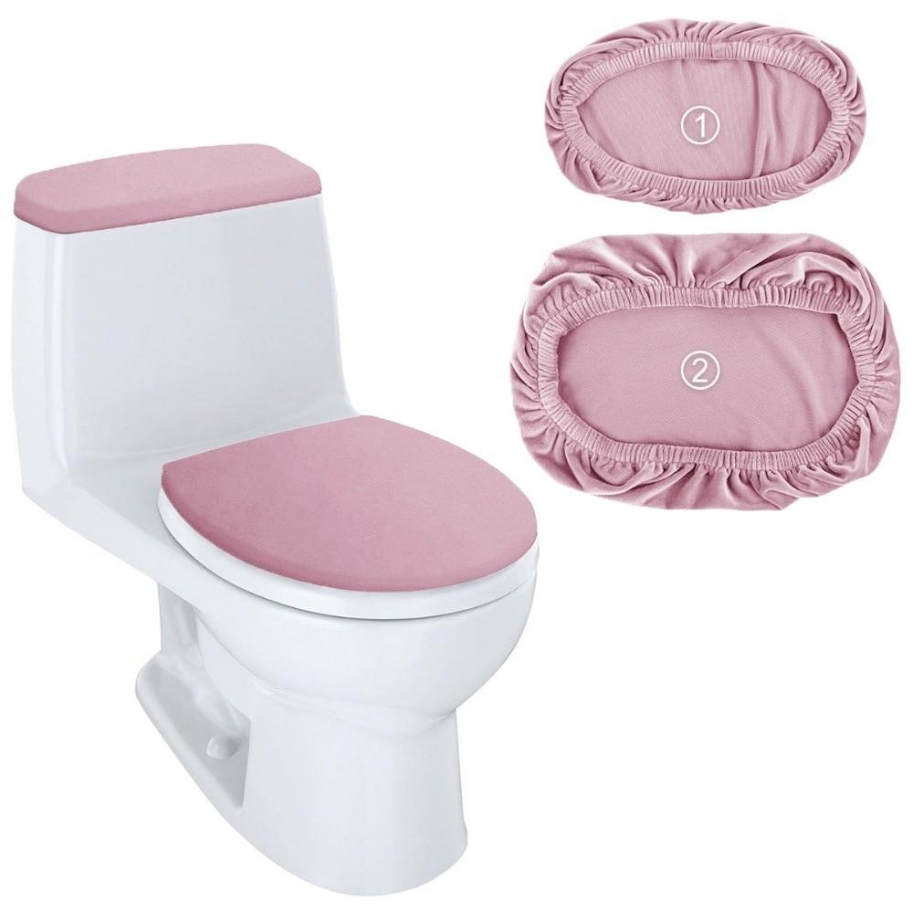 2Pcs/Set Thickened Toilet Seat Cover Solid Color WC Cover Toilet Dust Cover Home Bathroom