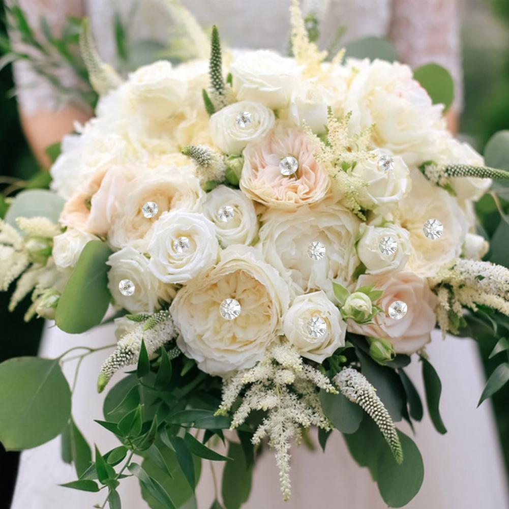 100Pcs/Box Transparent Faux Diamond Bouquet Pins Corsage Elegant Boutonniere Pins Straight Floral Pins DIY Craft