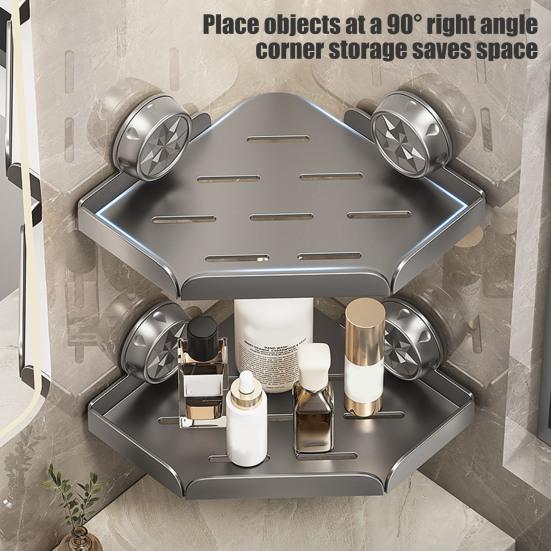 Угловая полка для душа с присоской, прочная несущая полка для душа с дренажными отверстиями