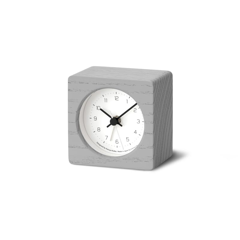 Lemnos NEUT Alarm Clock, Analog, Natural Wood Grain, Gray, KK24-09 GY