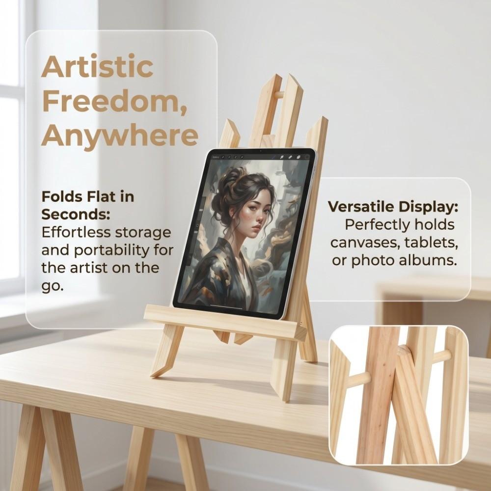 Foldable Wood Easel 28cm Table Easel Painting Holder Advertising Board Placement