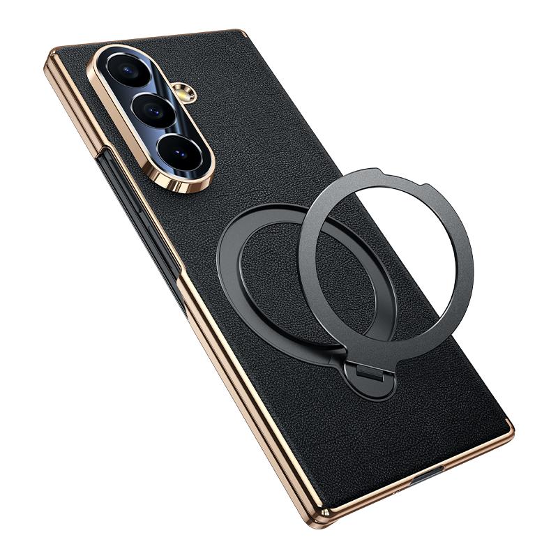Оригинальный кожаный магнитный чехол для телефона Samsung Galaxy Z Fold 7 Fold6 5 W26 W24 Smart Window Защитная крышка-книжка с защитой шарнира