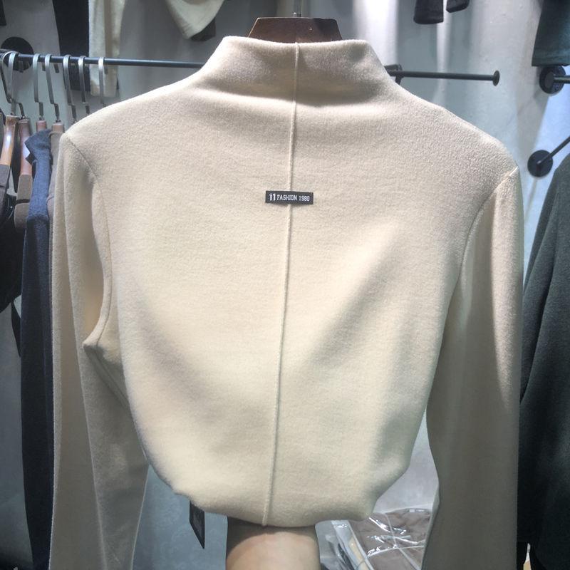 Женская двусторонняя рубашка с бархатным низом, женский свитшот, топ с высоким воротником