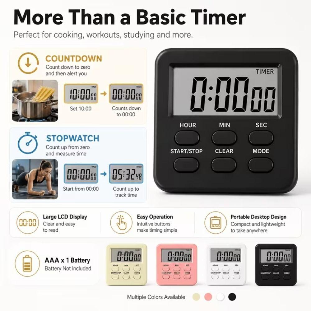 Magnetic Back Digital Timer Dual-Mode Kitchen Timer Stand Gym Timer Students