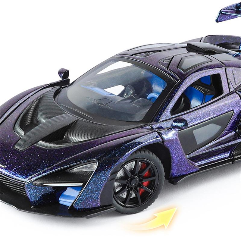 1/24 Модель спортивного автомобиля Toyota Senna из сплава, литые металлические гоночные автомобили, модель автомобиля-симулятора, звук, свет, с распылением, детская игрушка, подарок