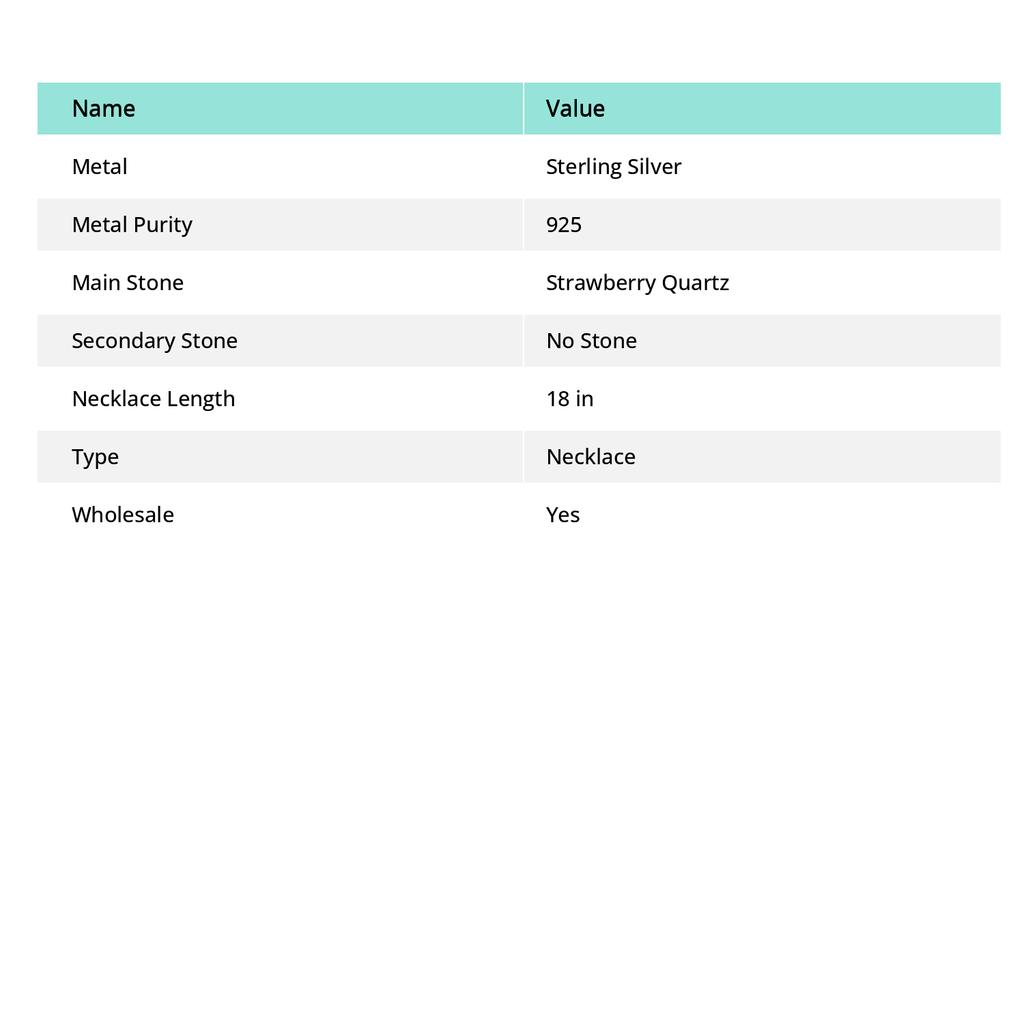 Strawberry Quartz Gemstone 925 Sterling Silver Gift Jewelry Necklace 18"