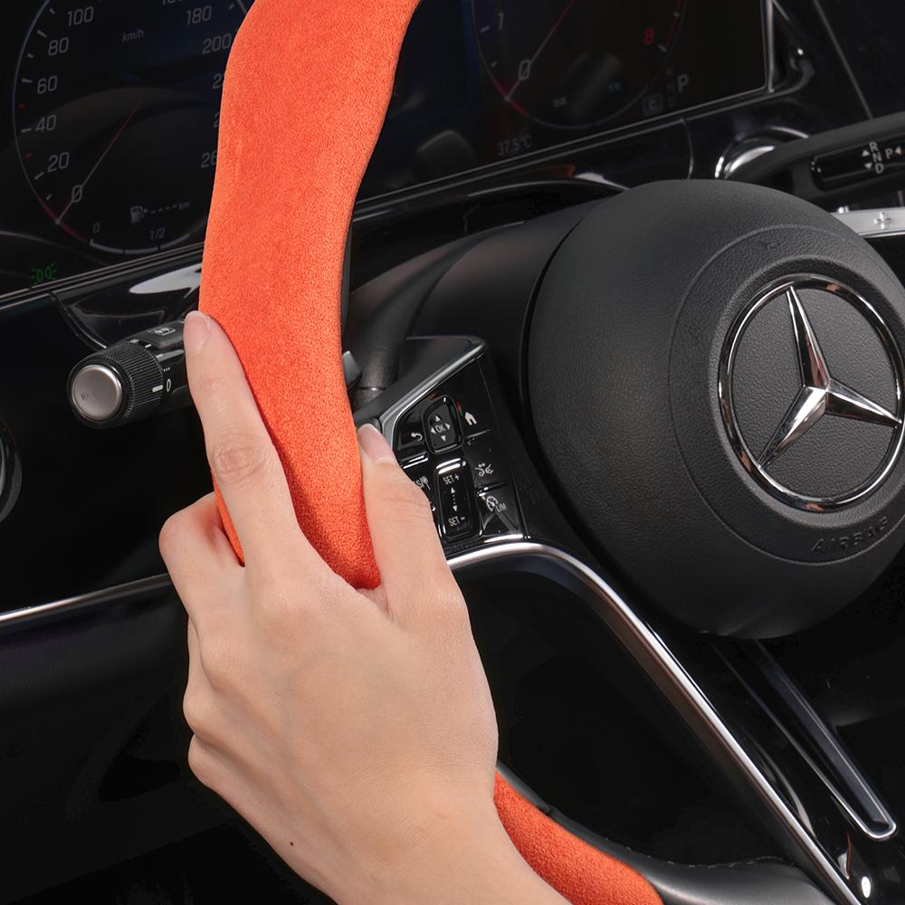 Подходит для премиальных замшевых накидок на руль Mercedes-Benz с защелками, нескользящих и долговечных, доступны в круглом и D-образном исполнении