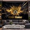 Wall Hanging Tapestry Custom NameBoston Bruins Pattern Personalized Printed Fabric Wall Decor
