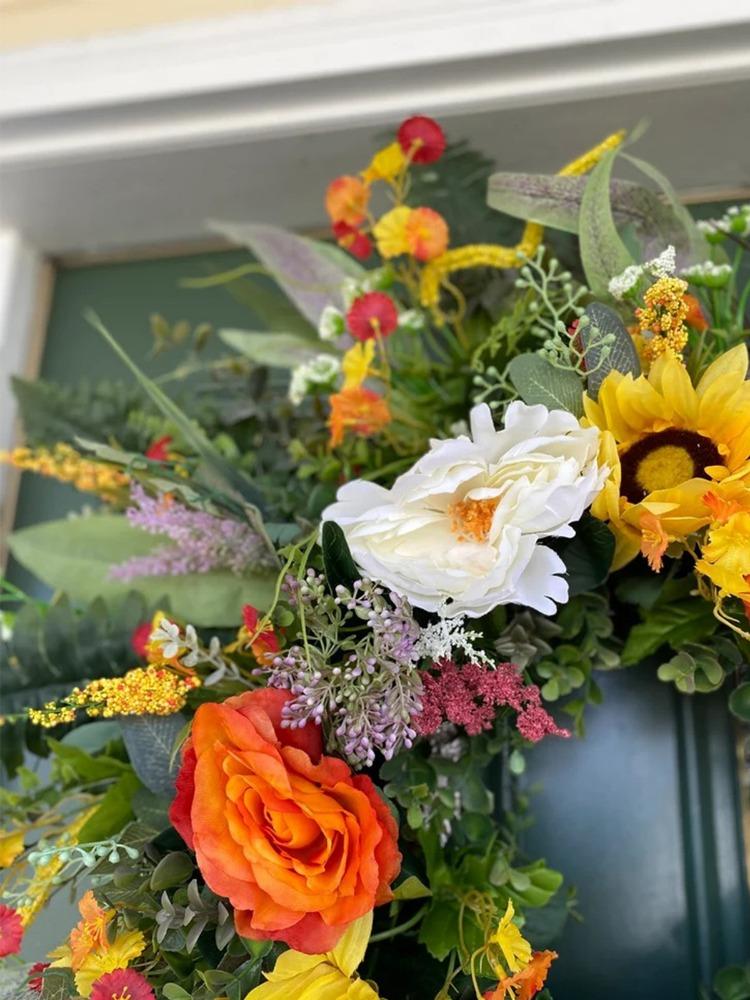 40 см цветочные венки для входной двери, всесезонный венок, круглый год, фермерский дом, крыльцо, наружные украшения